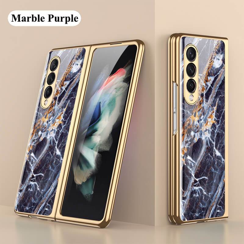 Luxury Marble Glass Case For Samsung Galaxy Z Fold 3 5G - {{ shop_name}} varyfun