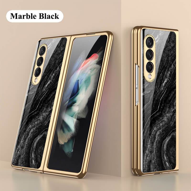 Luxury Marble Glass Case For Samsung Galaxy Z Fold 3 5G - {{ shop_name}} varyfun