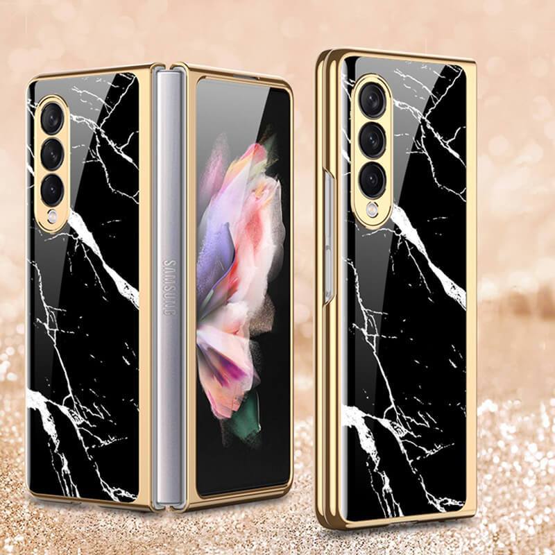 Natural Marble Glass Case For Samsung Galaxy Z Fold 3 5G - {{ shop_name}} varyfun