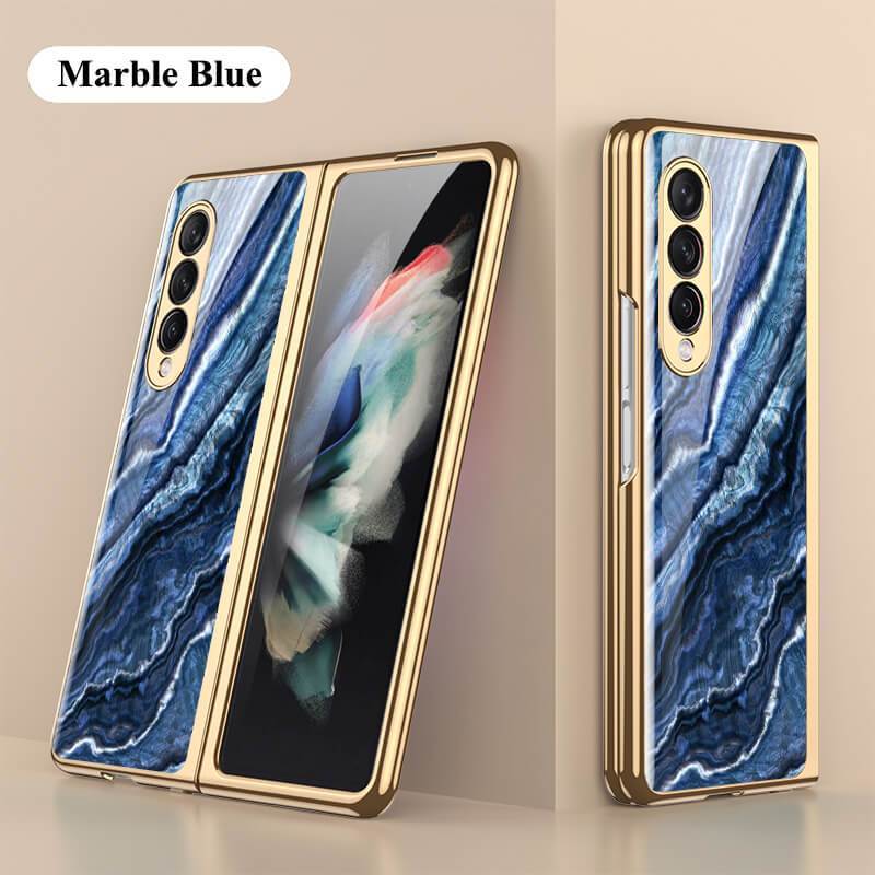Luxury Marble Glass Case For Samsung Galaxy Z Fold 3 5G - {{ shop_name}} varyfun