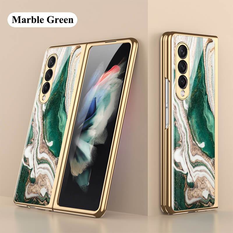Luxury Marble Glass Case For Samsung Galaxy Z Fold 3 5G - {{ shop_name}} varyfun