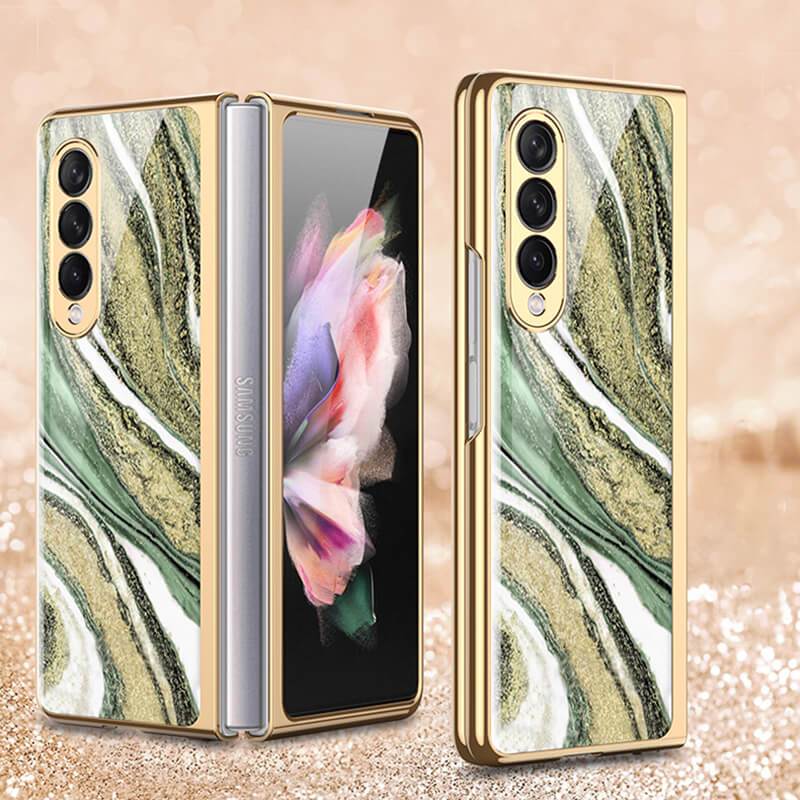 Natural Marble Glass Case For Samsung Galaxy Z Fold 3 5G - {{ shop_name}} varyfun