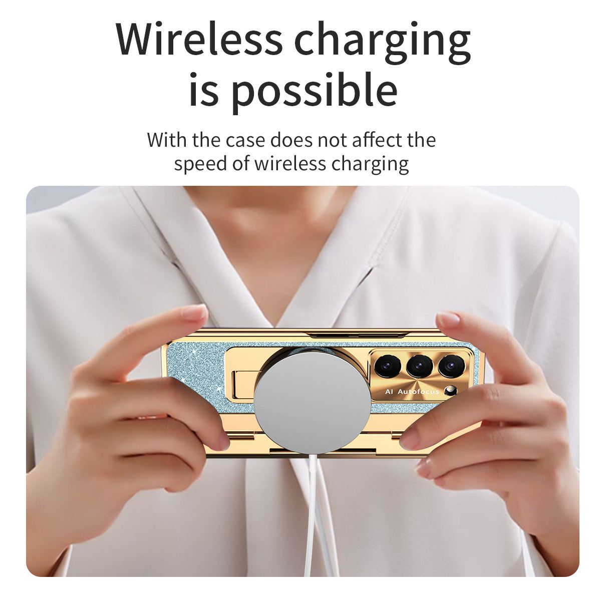 Luxury Crystal Cover Magnetic Bracket Protective Phone Case For Samsung Galaxy Z Fold 3/4/5 With Back Screen Glass - mycasety2023 Mycasety