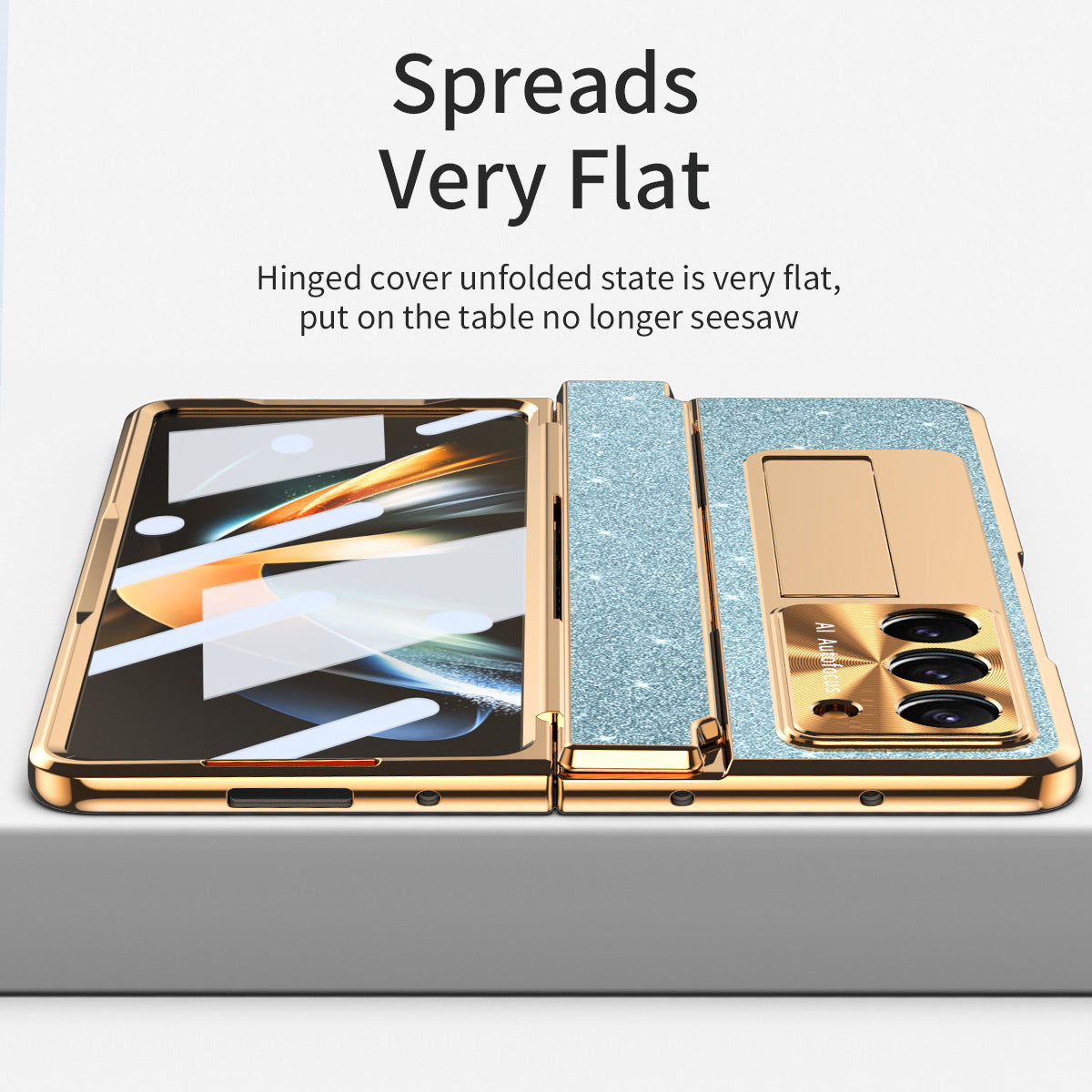 Luxury Crystal Cover Magnetic Bracket Protective Phone Case For Samsung Galaxy Z Fold 3/4/5 With Back Screen Glass - mycasety2023 Mycasety