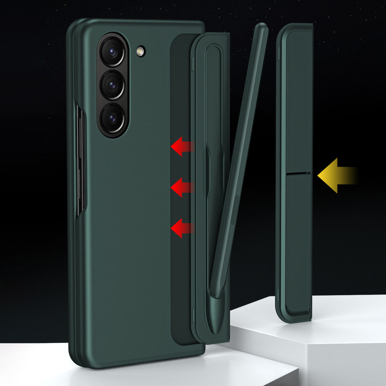 Anti-fall Protective Phone Case With Pen Tray Shell and Bracket For Samsung Galaxy Z Fold5 Fold4 Fold3