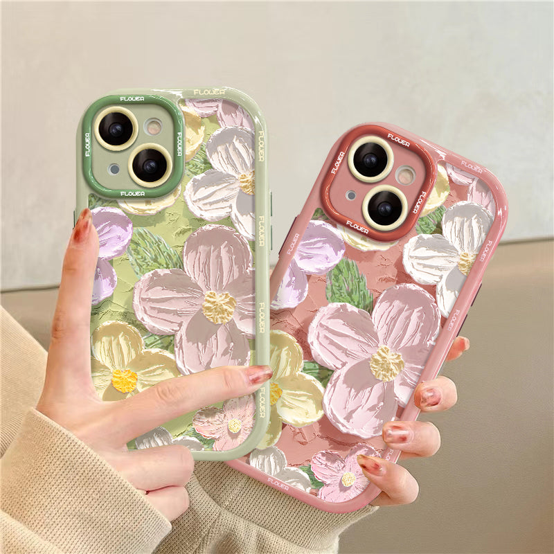 Oil Painting Flower iPhone Cream Case - mycasety2023 Mycasety