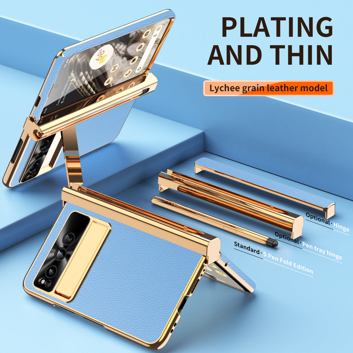 Ultra-Thin Leather Google Pixel Fold shell anti-fall all-inclusive Case double pen slot hinge With Stylus - {{ shop_name}} varyfun