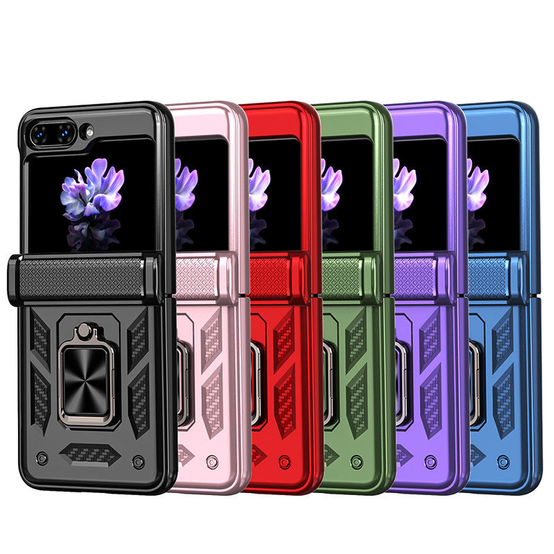 Magnetic Samsung Z Flip 5 Case with Spring Hinge Cover Z Flip 5 Metal Ring Stand Phone Case - mycasety2023 Mycasety