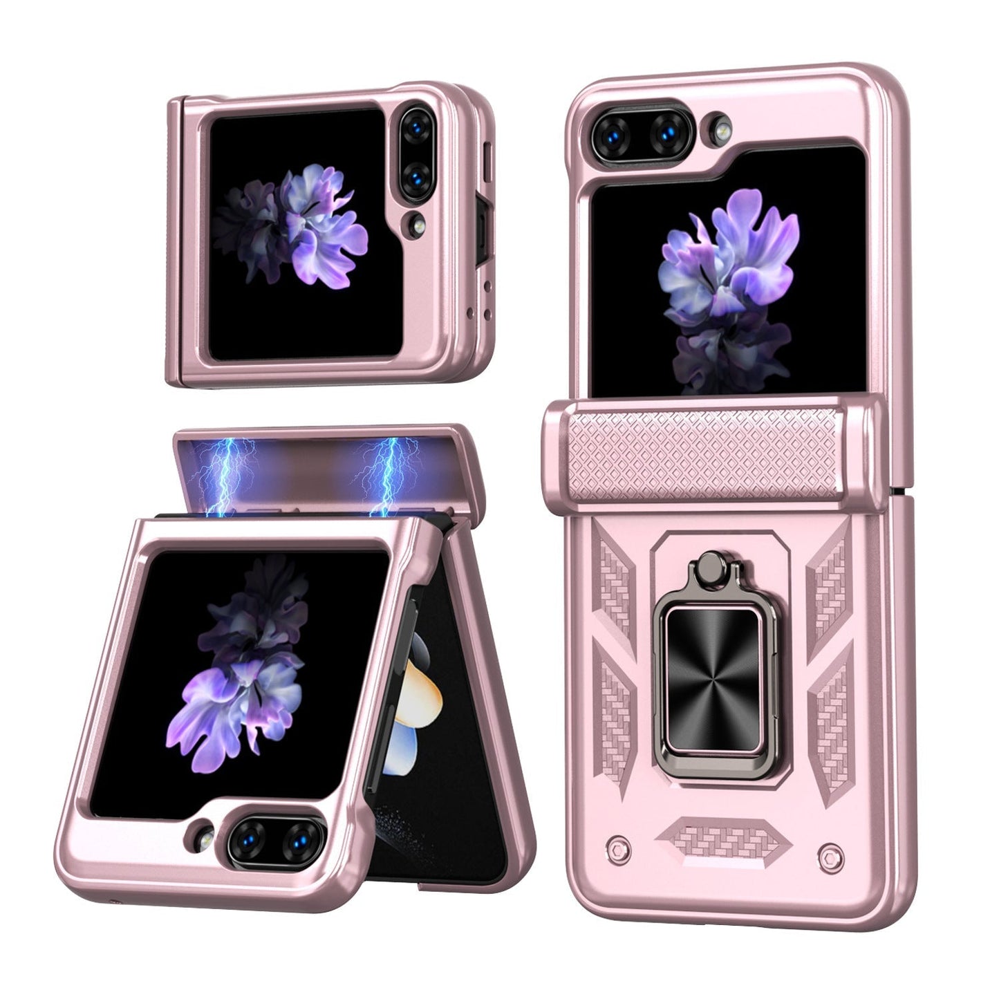 Samsung Z Flip 5 Phone Case with Tempered Glass Film Magnetic Hinge Protection - mycasety2023 Mycasety