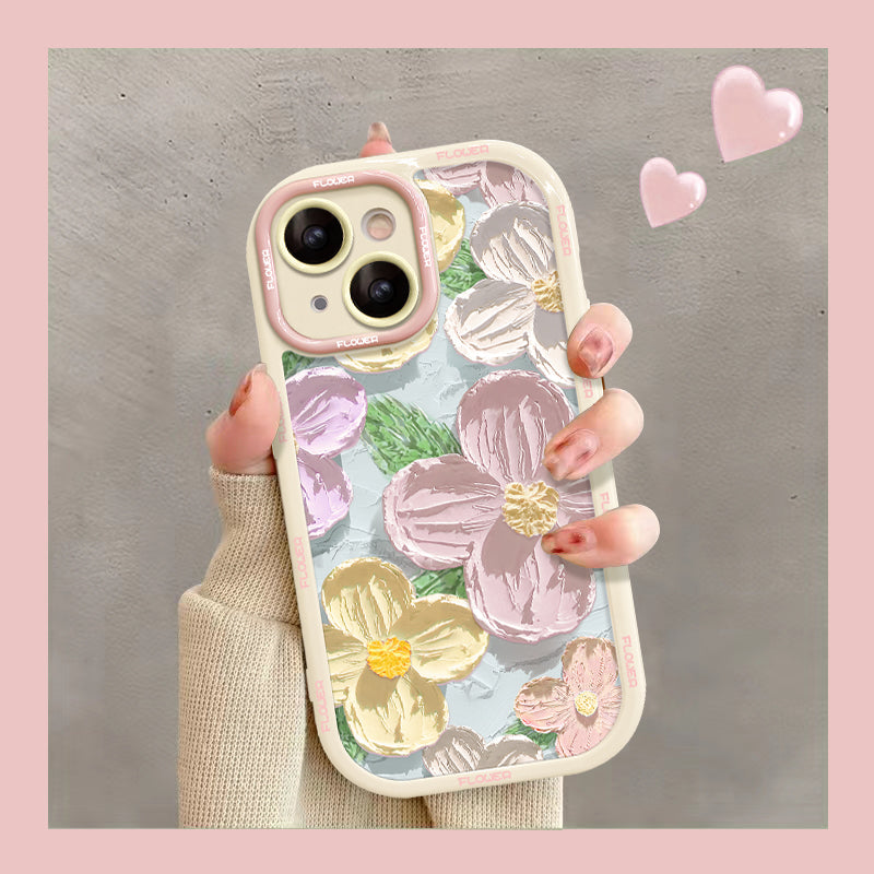 Oil Painting Flower iPhone Cream Case - mycasety2023 Mycasety