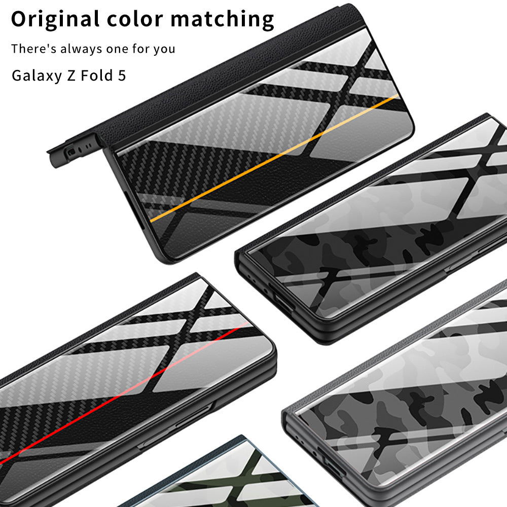 Samsung Z Fold5 Painted Plain Leather Business Protective Phone Case - mycasety2023 Mycasety