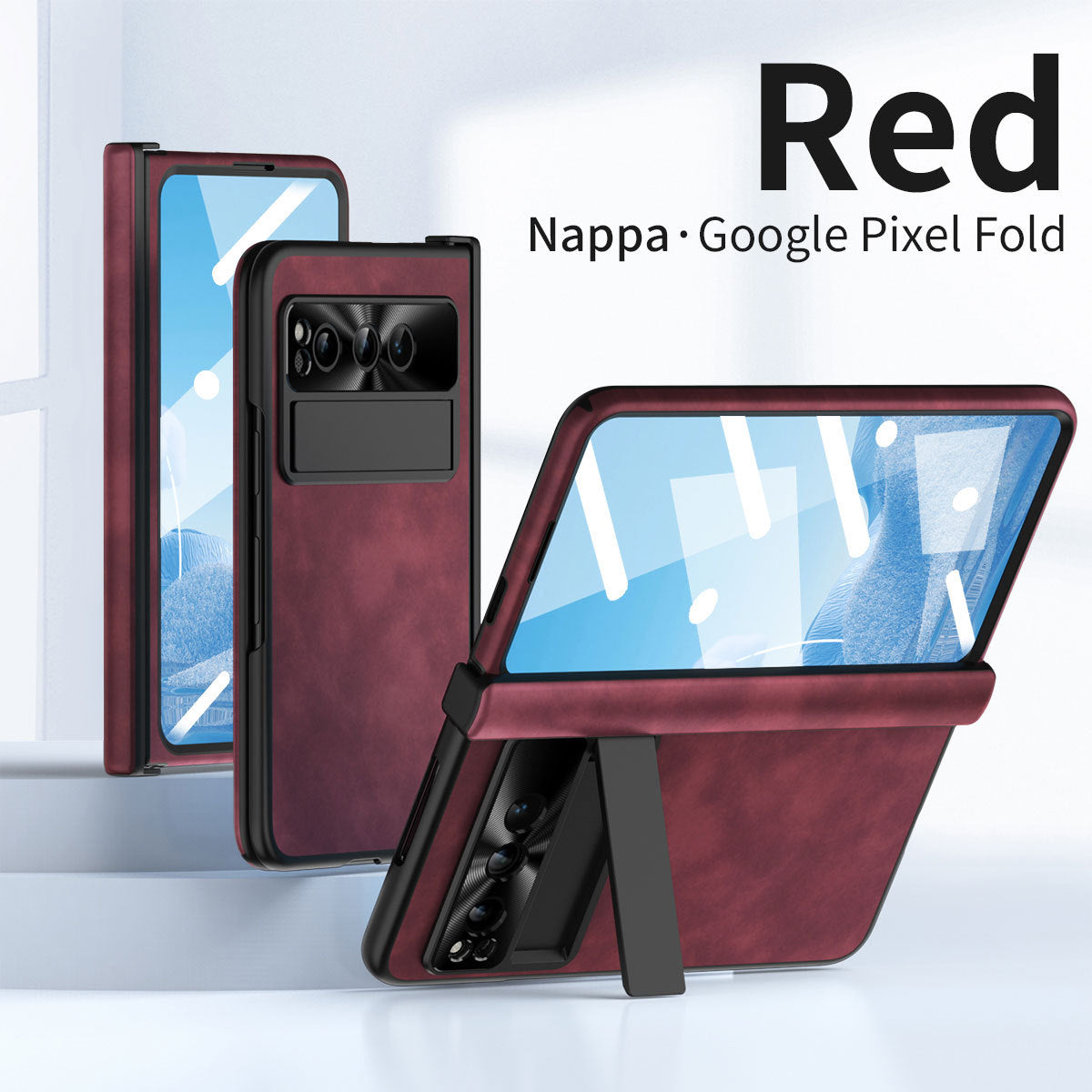 Plain leather Google Pixel Fold Case folding anti-fall hinge all-inclusive protective case - {{ shop_name}} varyfun