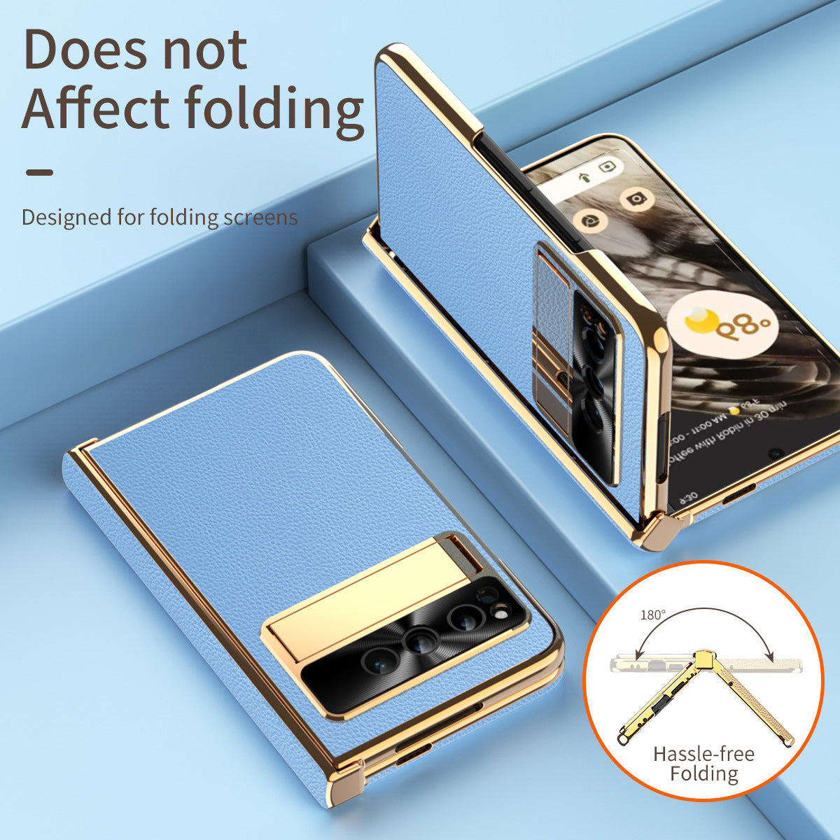 Ultra-thin Leather Electroplating Google Pixel Fold Case All-Inclusive Hinge with Screen Protector - mycasety2023 Mycasety