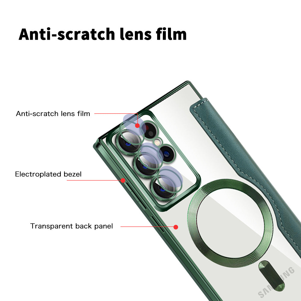 Luxury Flip Leather Magnetic Phone Case Support Magsafe For Samsung Galaxy S23 Ultra Plus