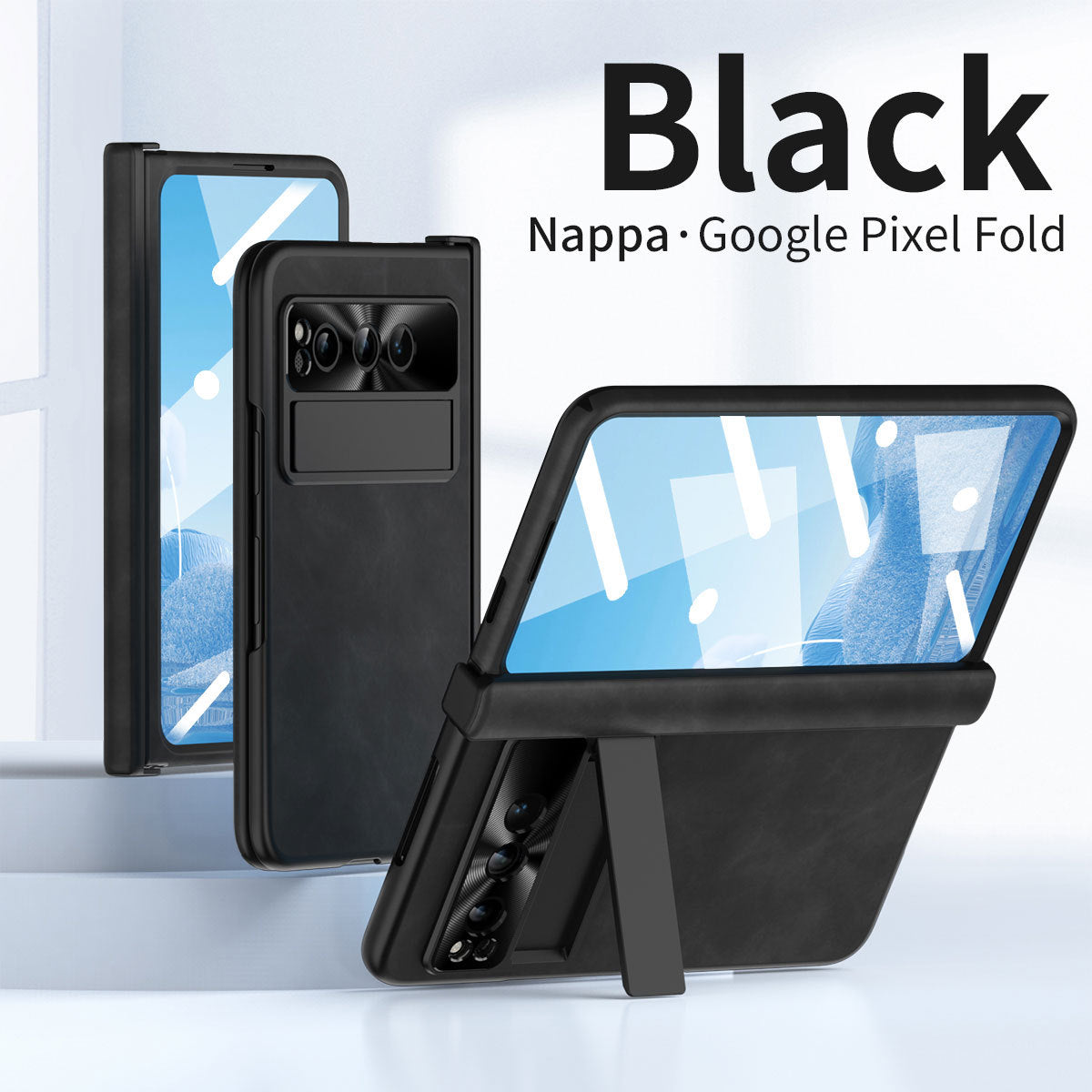 Plain leather Google Pixel Fold Case folding anti-fall hinge all-inclusive protective case - {{ shop_name}} varyfun