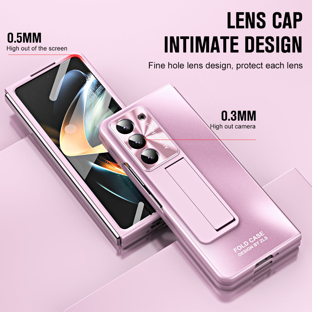 Plating Galaxy Z Fold5 Case with Front Screen Protector & Hidden Stand - mycasety2023 Mycasety