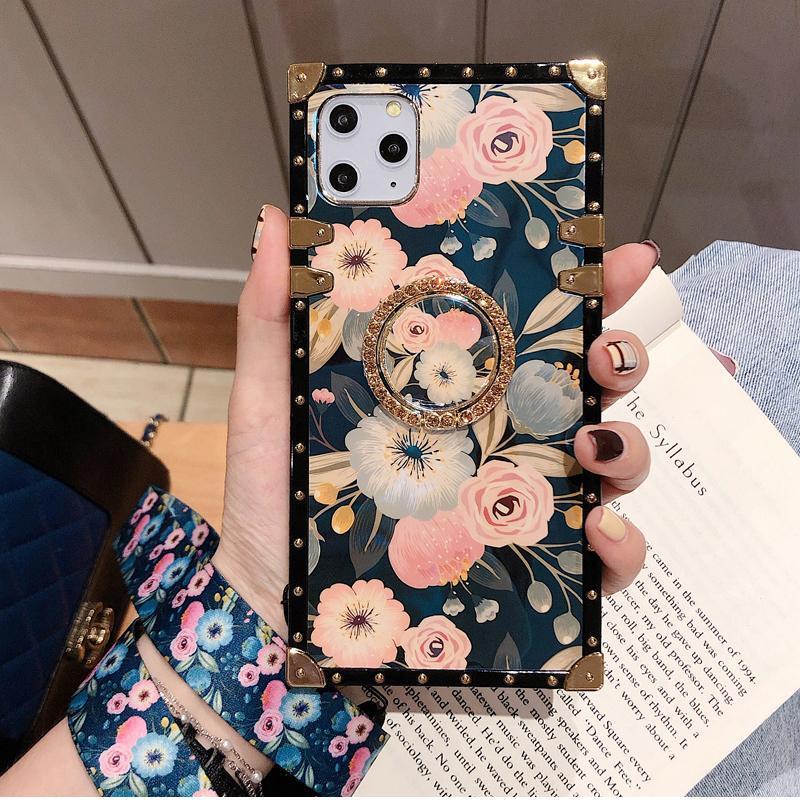 Stylish French Style Flower Lanyard Ring Phone Case for iPhone Samsung Huawei - {{ shop_name}} varyfun
