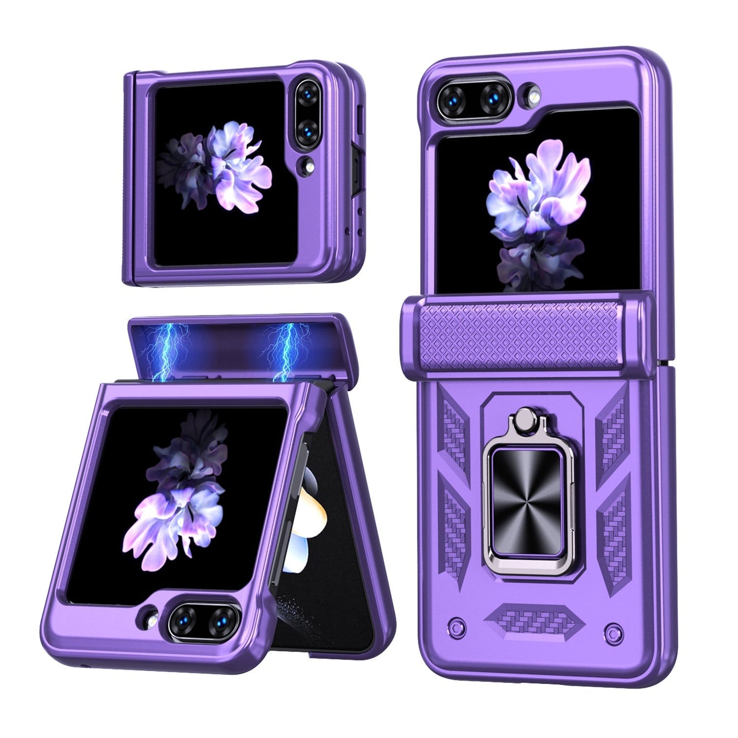 Samsung Z Flip 5 Phone Case with Tempered Glass Film Magnetic Hinge Protection - mycasety2023 Mycasety