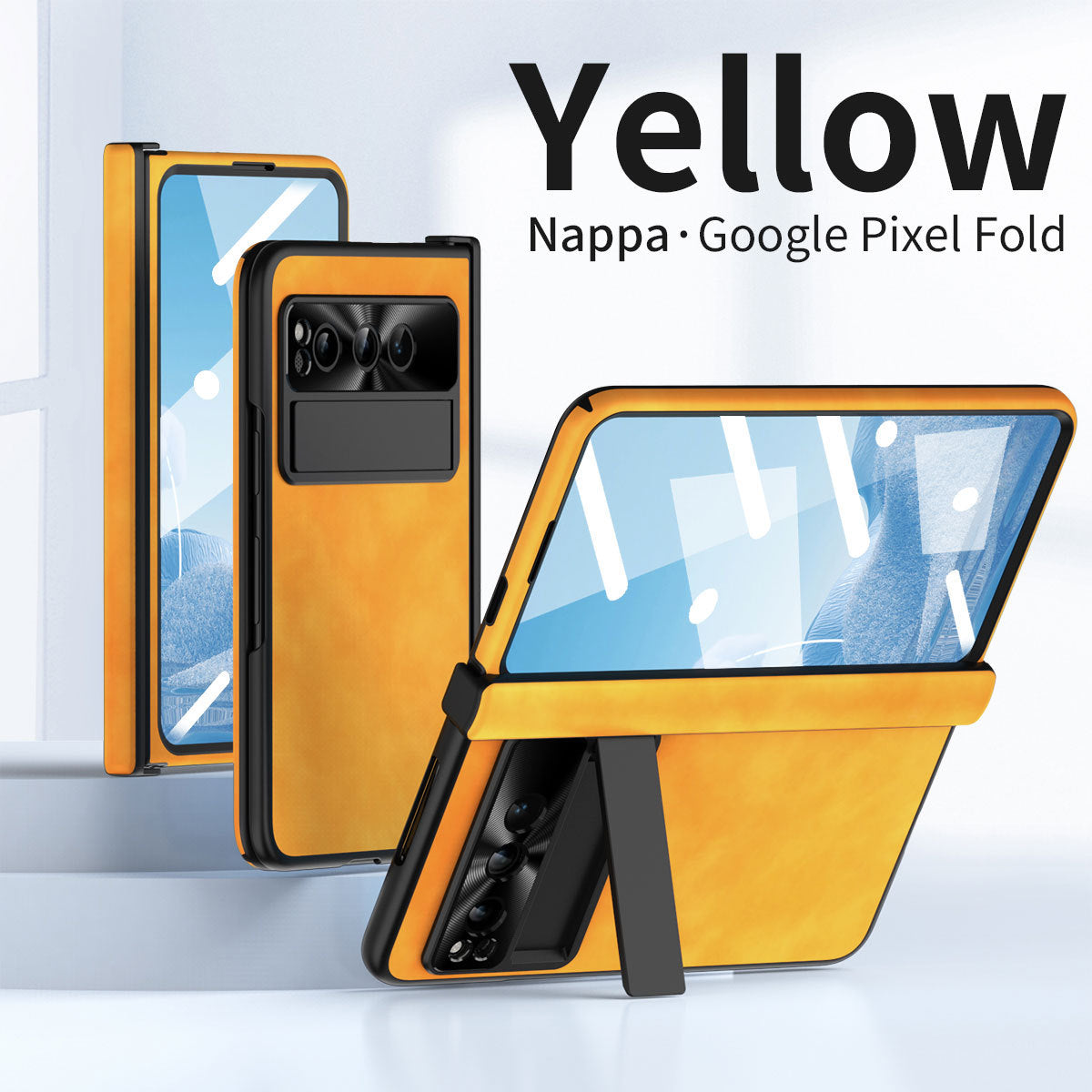 Plain leather Google Pixel Fold Case folding anti-fall hinge all-inclusive protective case - {{ shop_name}} varyfun