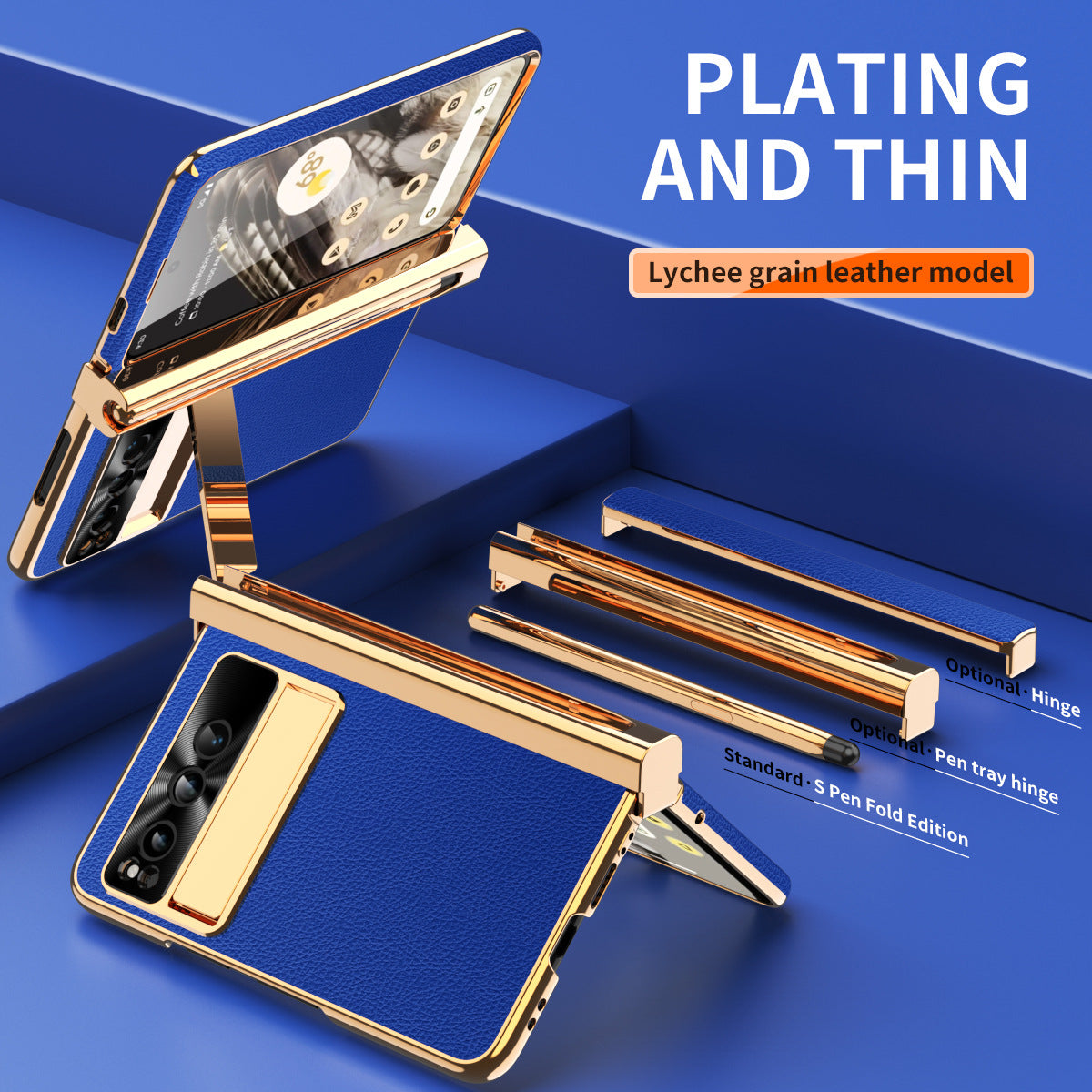 Ultra-Thin Leather Google Pixel Fold shell anti-fall all-inclusive Case double pen slot hinge With Stylus - {{ shop_name}} varyfun