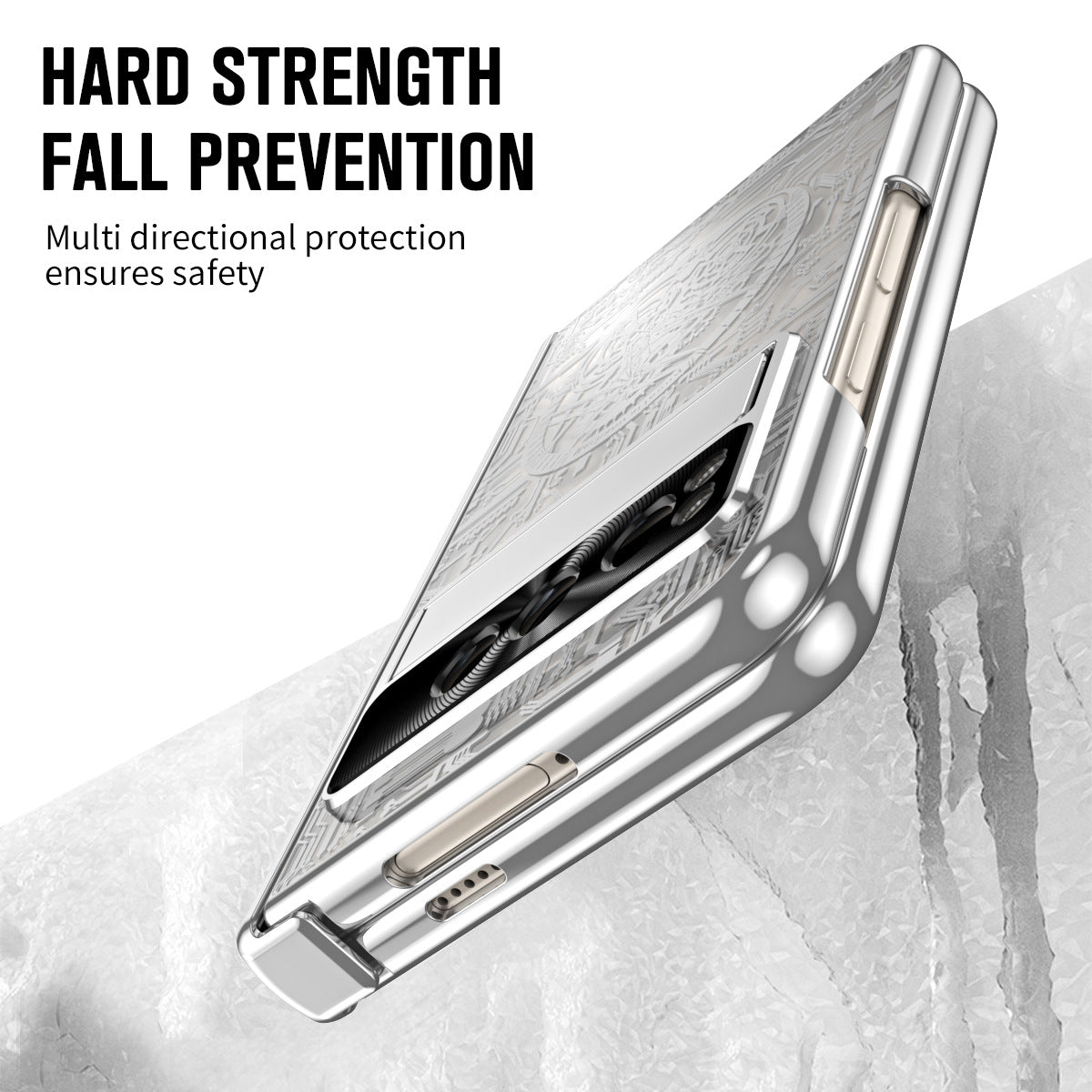 Electroplating Google Pixel Fold Case All Inclusive Double Pen Tray Hinge with Screen Protector and Free stylus - mycasety2023 Mycasety