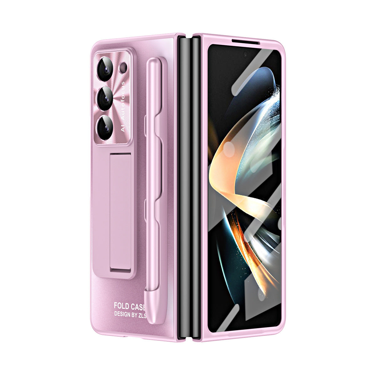 Ultra-thin Electroplated Galaxy Z Fold5 Case with Front Screen Protector Pen Slot Free Stylus & Kick-stand - {{ shop_name}} varyfun