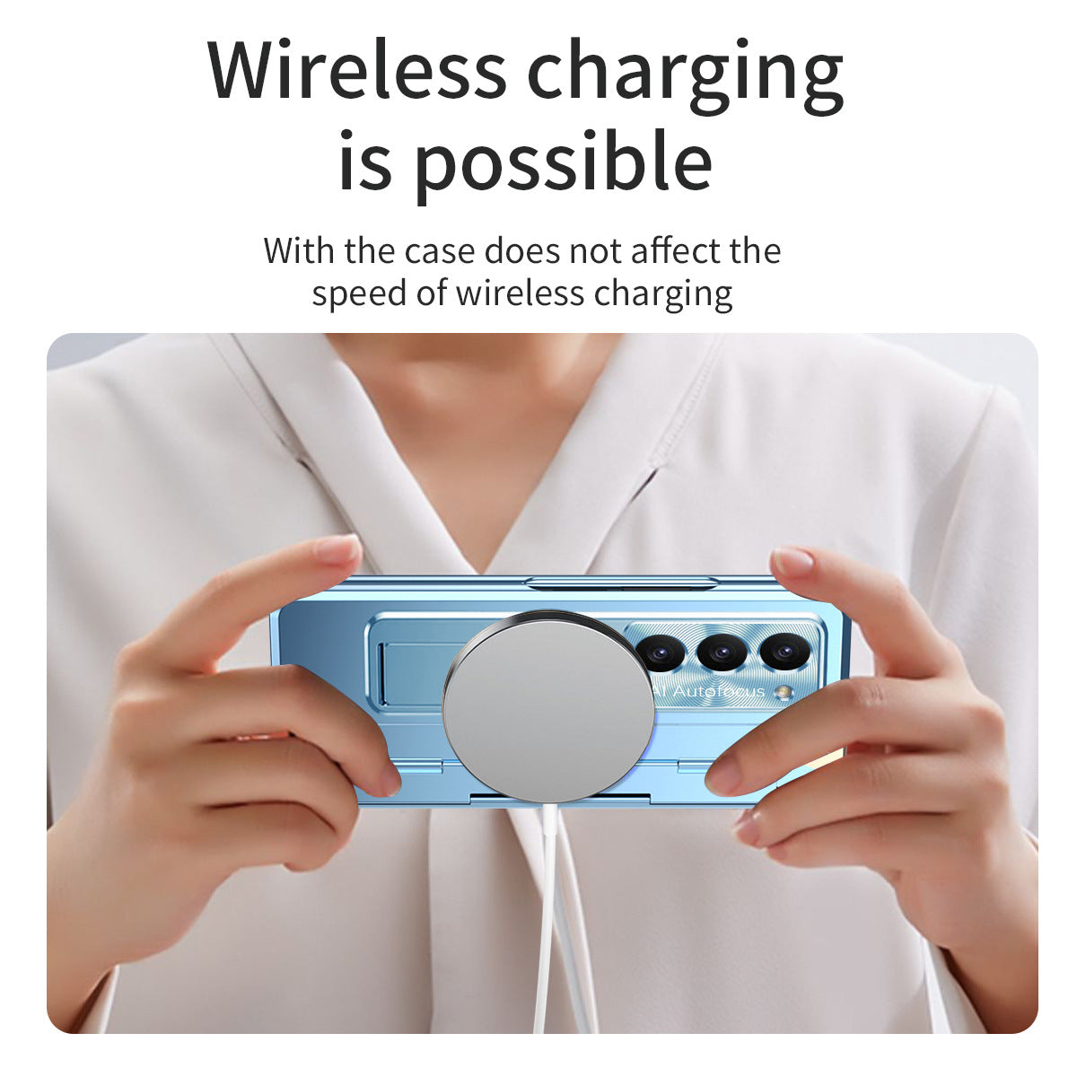 Plated Galaxy Z Fold5 Fold4 Fold3 Case with Front Screen Protector & Flat Hinge Protection & Hidden Stand - mycasety2023 Mycasety