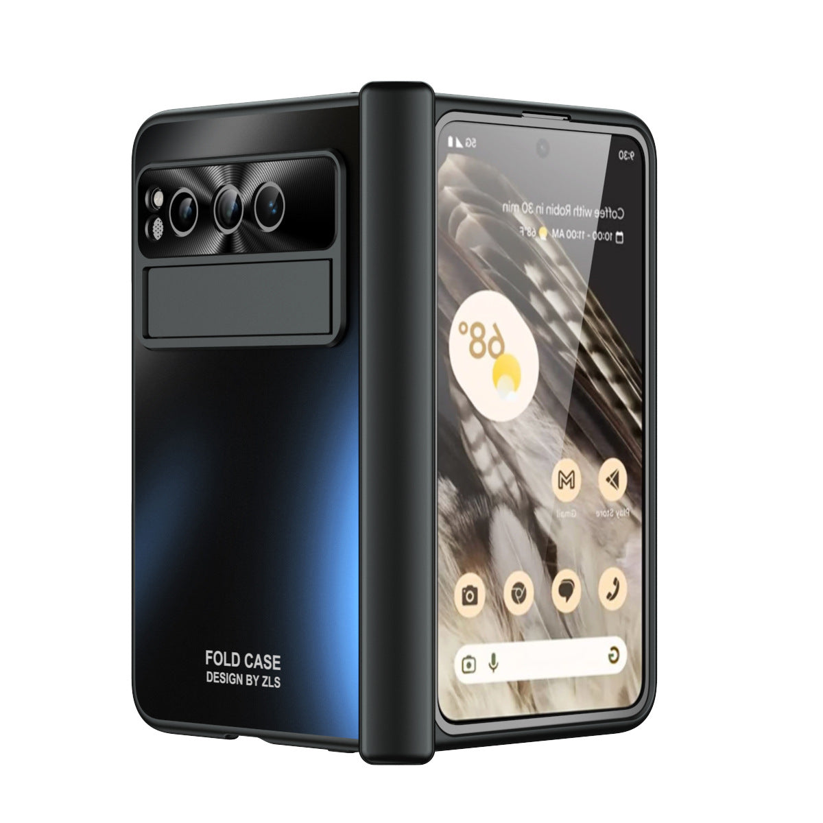 Frosted Plating Google Pixel Fold Case with Hinge Protector Screen Protector and Hidden Kickstand - mycasety2023 Mycasety