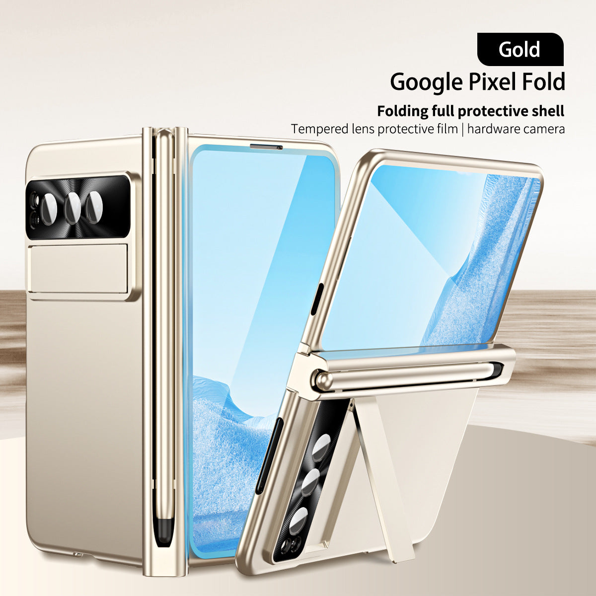 Slim Anodized Google Pixel Fold Case with Hinge Protective Screen Protector Pen Slot and Stylus - {{ shop_name}} varyfun