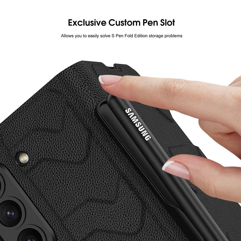 Samsung Galaxy Z Fold 5 Mobile Phone Case Fashion Warrior Flip Leather Case Film Velcro Pen Slot Case - mycasety2023 Mycasety