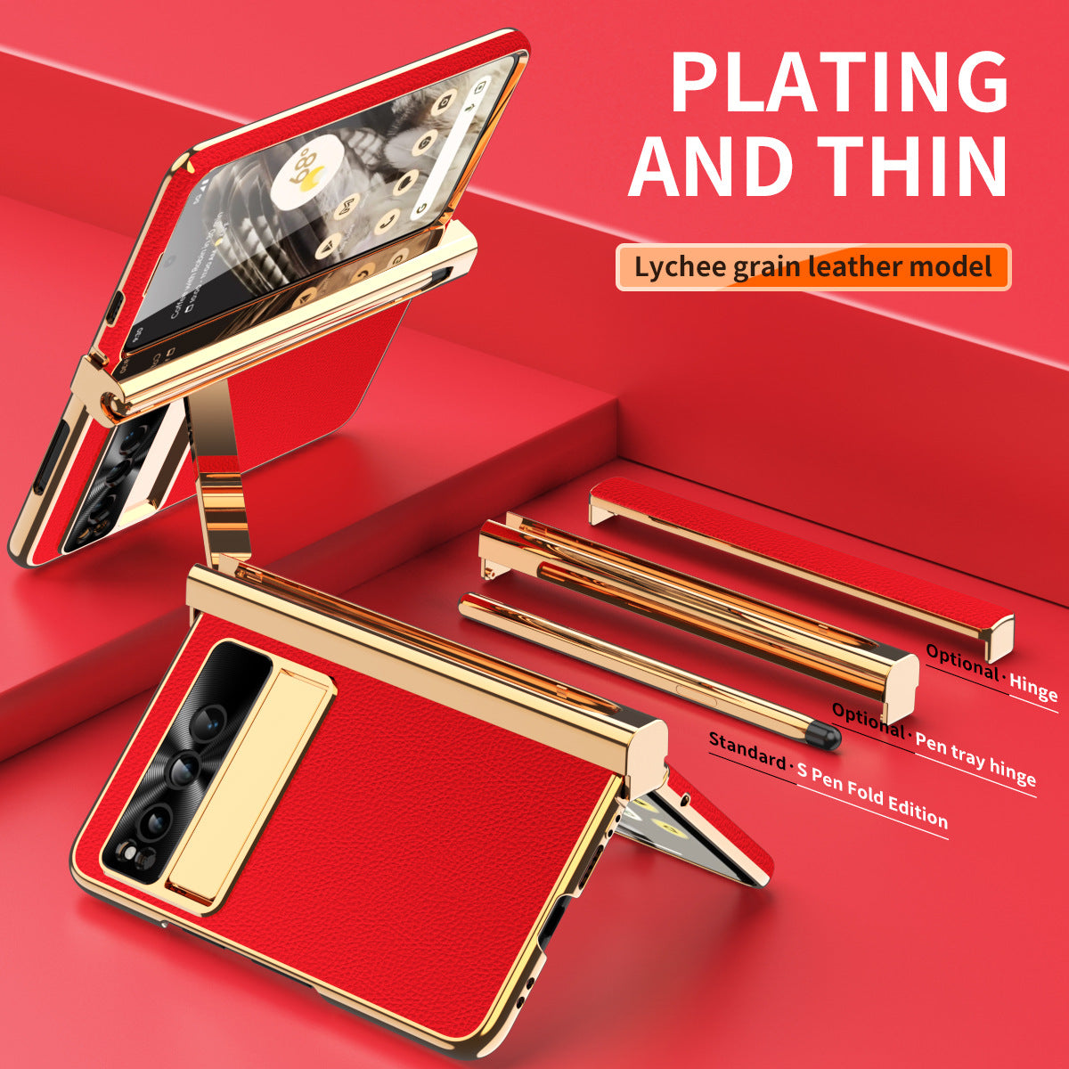 Ultra-Thin Leather Google Pixel Fold shell anti-fall all-inclusive Case double pen slot hinge With Stylus - {{ shop_name}} varyfun