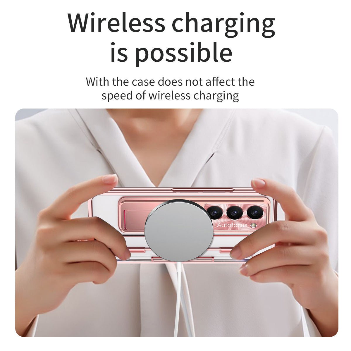 Electroplated Clear PC Galaxy Z Fold5 Fold4 Fold3 Case with Front Screen Protector & Flat Hinge & Hidden Stand And Pen Slot and Free Stylus - mycasety2023 Mycasety