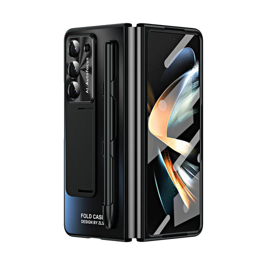Ultra-thin Electroplated Galaxy Z Fold5 Case with Front Screen Protector Pen Slot Free Stylus & Kick-stand - {{ shop_name}} varyfun