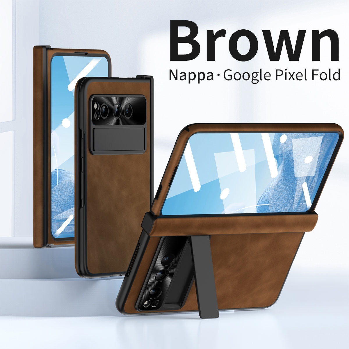 Plain leather Google Pixel Fold Case folding anti-fall hinge all-inclusive protective case - {{ shop_name}} varyfun