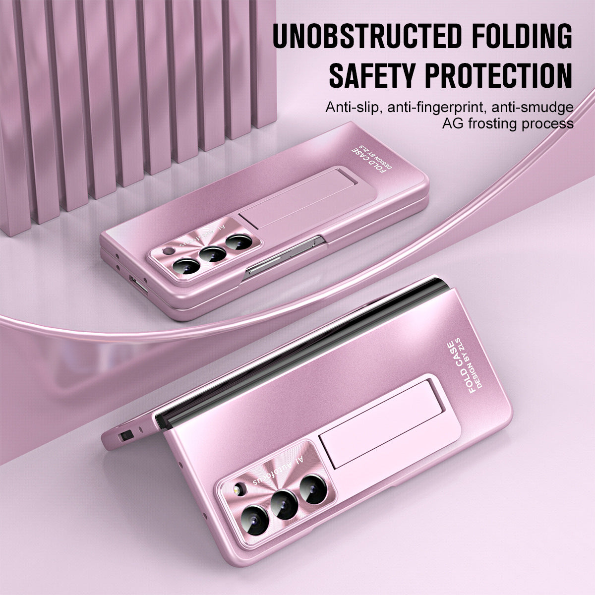 Plating Galaxy Z Fold5 Case with Front Screen Protector & Hidden Stand - mycasety2023 Mycasety