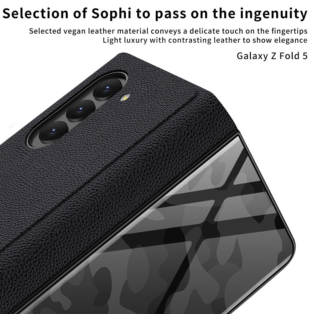 Samsung Z Fold5 Painted Plain Leather Business Protective Phone Case - mycasety2023 Mycasety