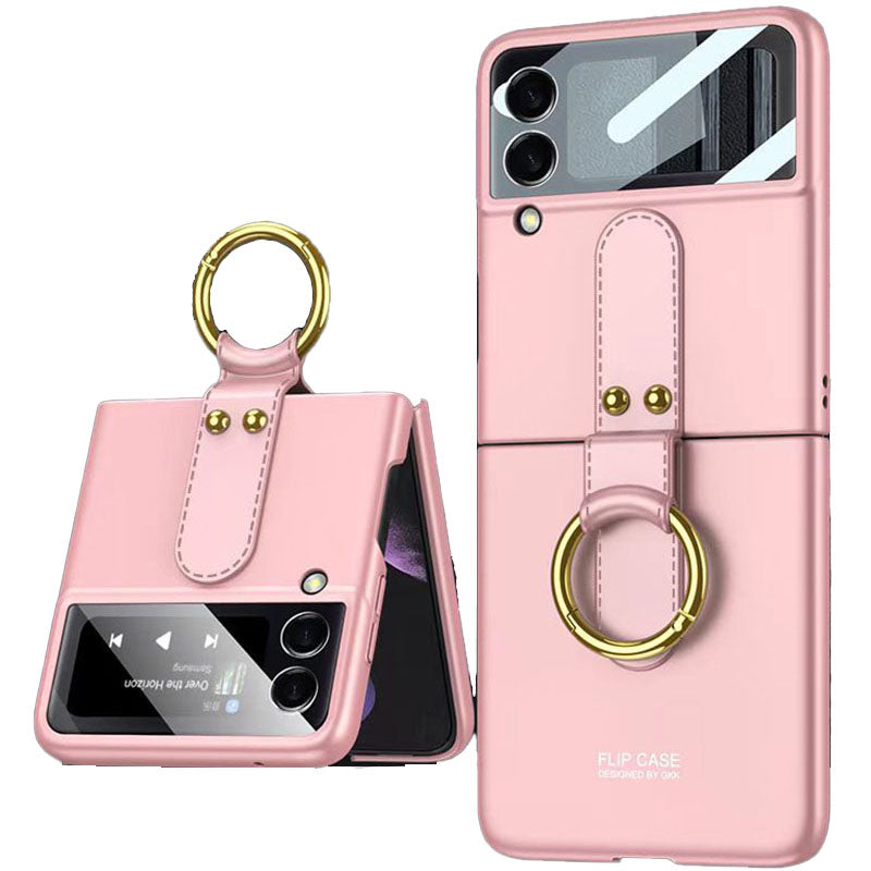 Original Back Screen Glass Matte Hard Cover With Finger-Ring For Samsung Z Flip4 Flip3 5G - {{ shop_name}} varyfun