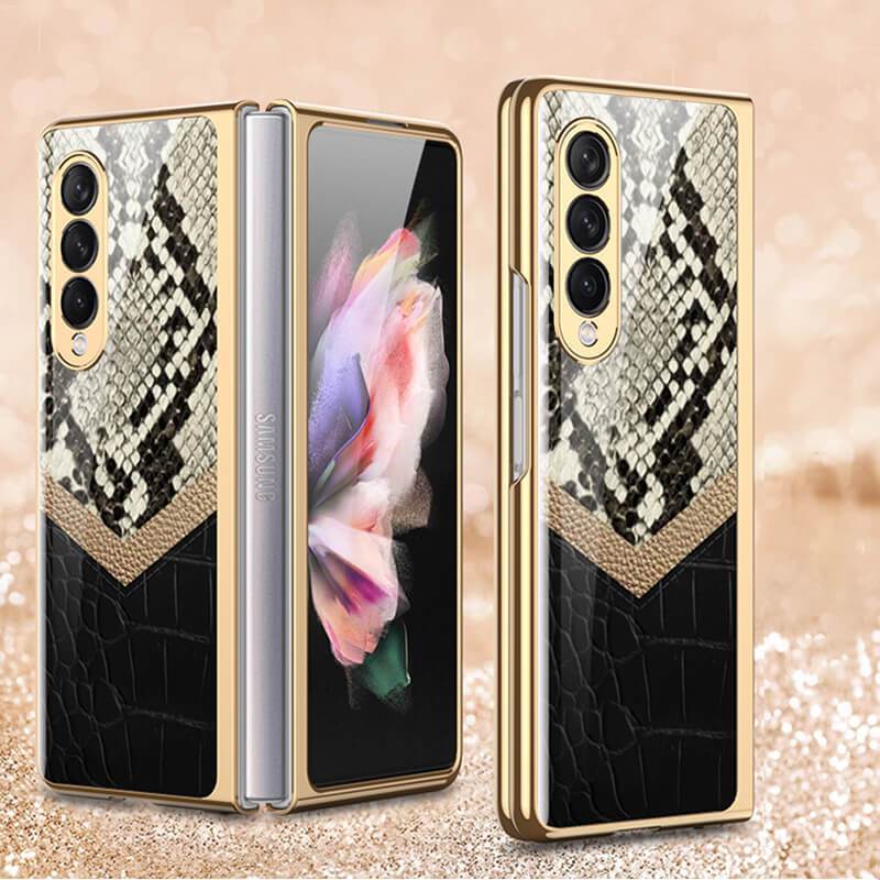 Python Leopard Print Tempered Glass Case for Samsung Galaxy Z Fold 3 5G - {{ shop_name}} varyfun