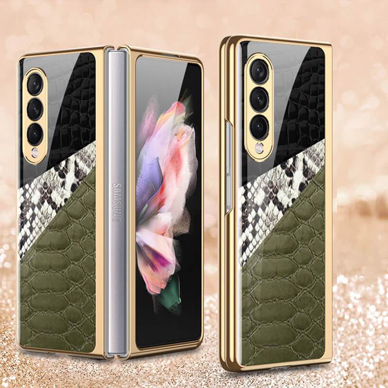 Python Leopard Print Tempered Glass Case for Samsung Galaxy Z Fold 3 5G - {{ shop_name}} varyfun