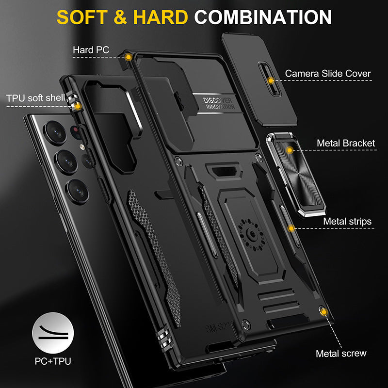 Armor Anti-fall Invisible Bracket Lens Protective Phone Case For Samsung Galaxy S23 S22 Ultra Plus