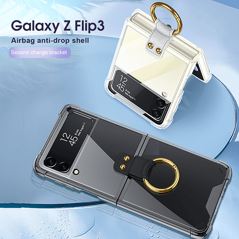 Transparents Airbag Ring Holder Anti-knock Protection Cover For Samsung Galaxy Z Flip 3 5G - {{ shop_name}} varyfun