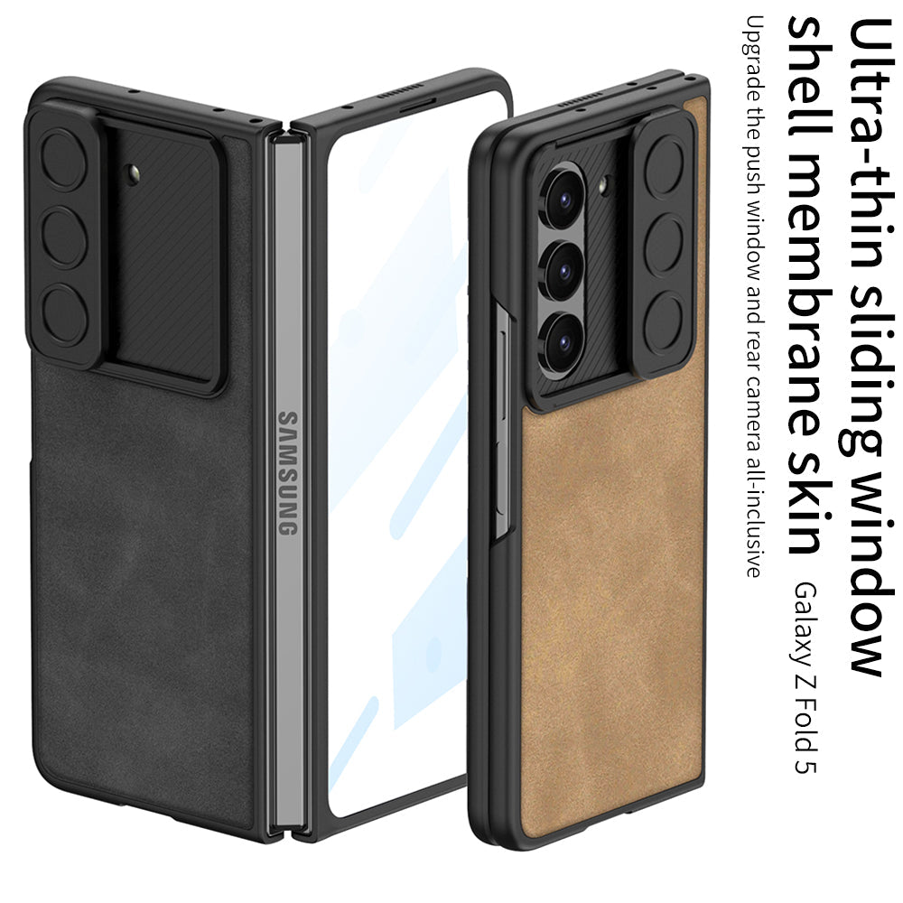 Ultra-thin Samsung Galaxy Z Fold5 Full Inclusive Leather Case with Film & Sliding Window Shell - mycasety2023 Mycasety