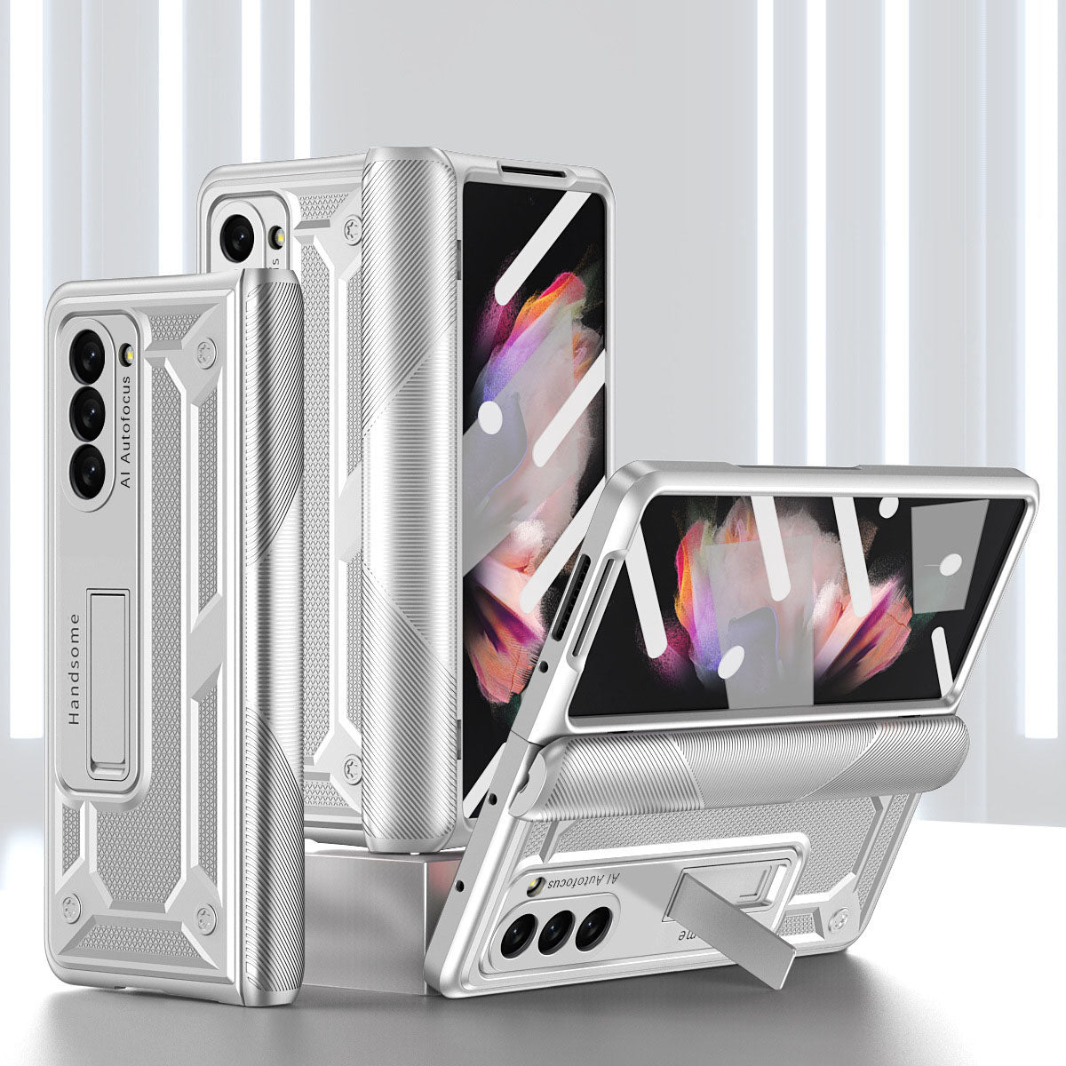 360 All Inclusive Samasung Galaxy Z Fold5 Fold4 Fold3 Case With Hinge Lid & Kick-stand - mycasety2023 Mycasety