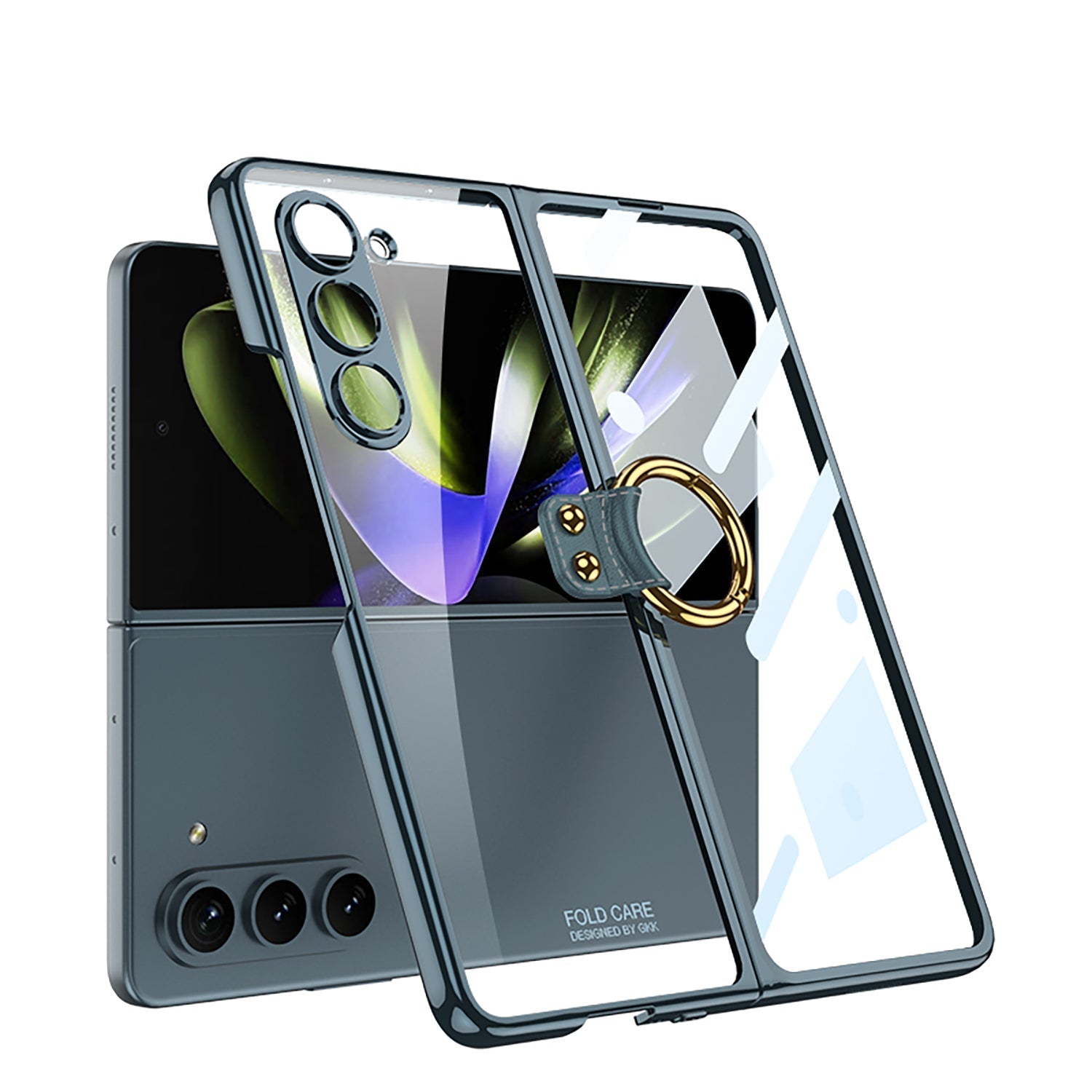 Transparent Samsung Galaxy Z Fold5 Plated Phantom Case with Exclusive Ring - mycasety2023 Mycasety
