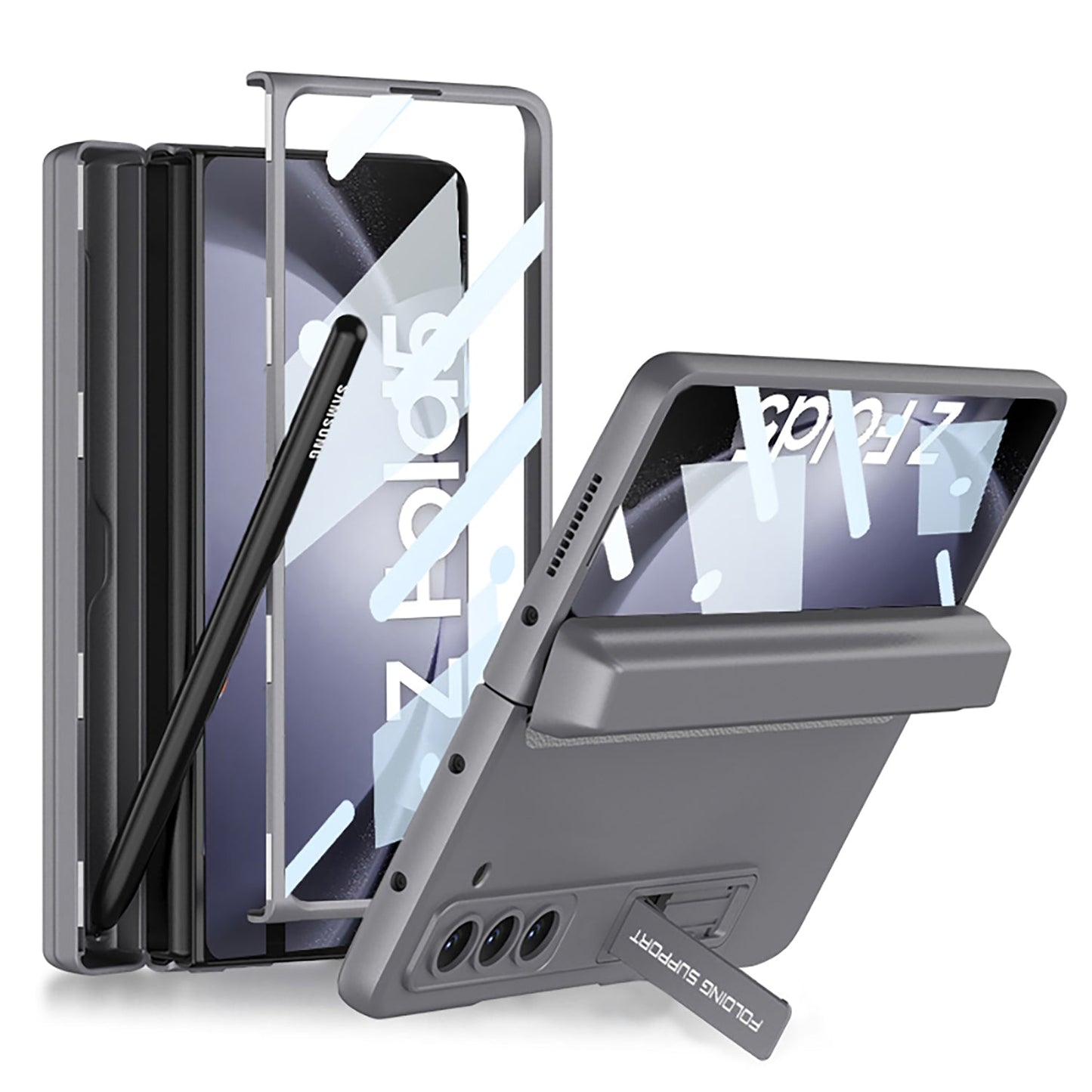 Magnetic Hinge Pen Box Protective Phone Case With Back Screen Glass For Samsung Galaxy Z Fold 5/4/3 5G - mycasety2023 Mycasety