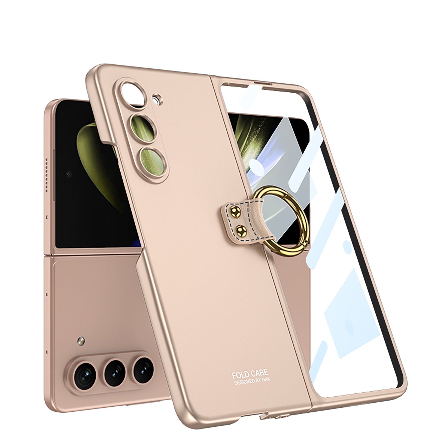 Ultra-thin All-inclusive Ring Holder Protective Cover With Back Screen Protector For Samsung Galaxy Z Fold 5/4/3 5G - mycasety2023 Mycasety