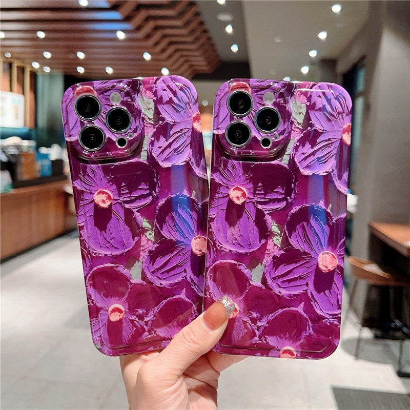 Oil Painting Retro Flower Phone Case Shockoroof Camera Protection Soft Back Cover For iPhone - mycasety2023 Mycasety