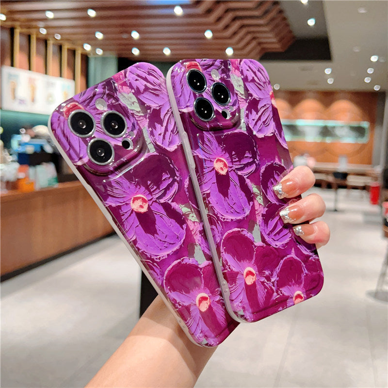 Oil Painting Retro Flower Phone Case Shockoroof Camera Protection Soft Back Cover For iPhone - mycasety2023 Mycasety