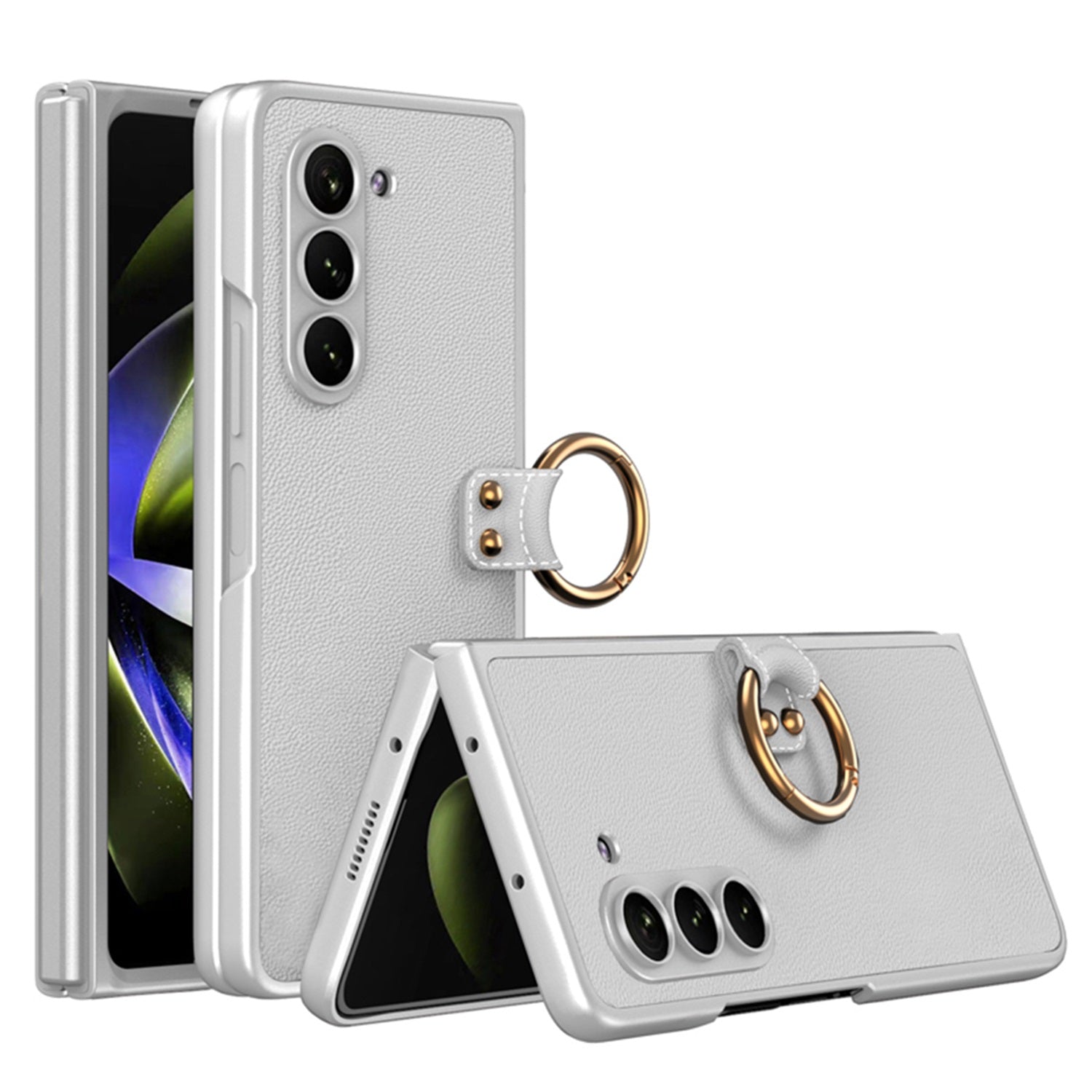 All-inclusive Ring Holder Protective Leather Cover For Samsung Galaxy Z Fold 5/4/3 5G - mycasety2023 Mycasety