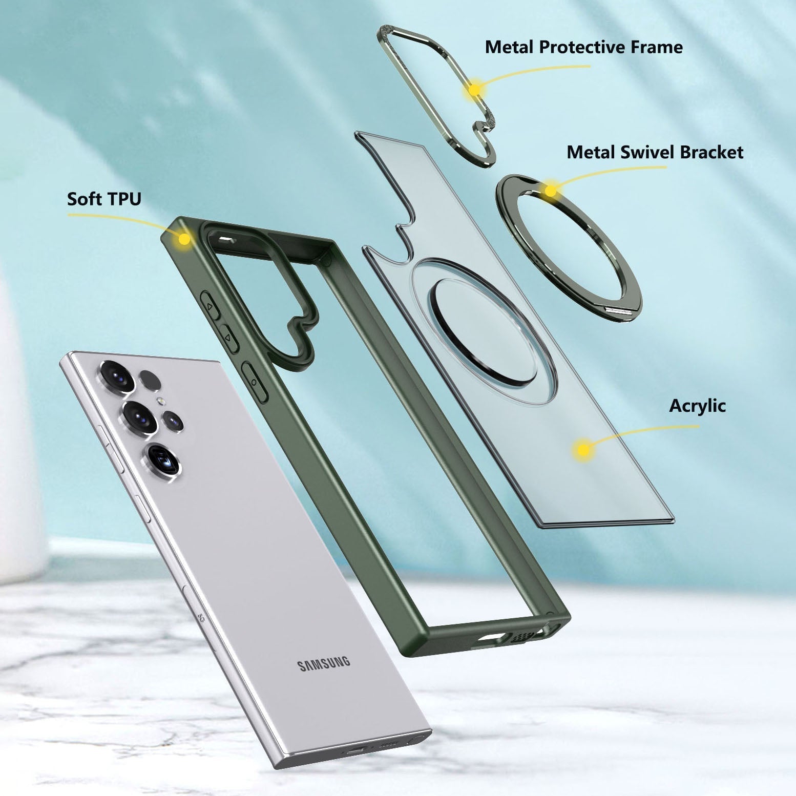 Magnetic Bracket Anti-fall Phone Case For Samsung Galaxy S23 S22 Ultra Plus Support MagSafe Wireless Charging - mycasety2023 Mycasety